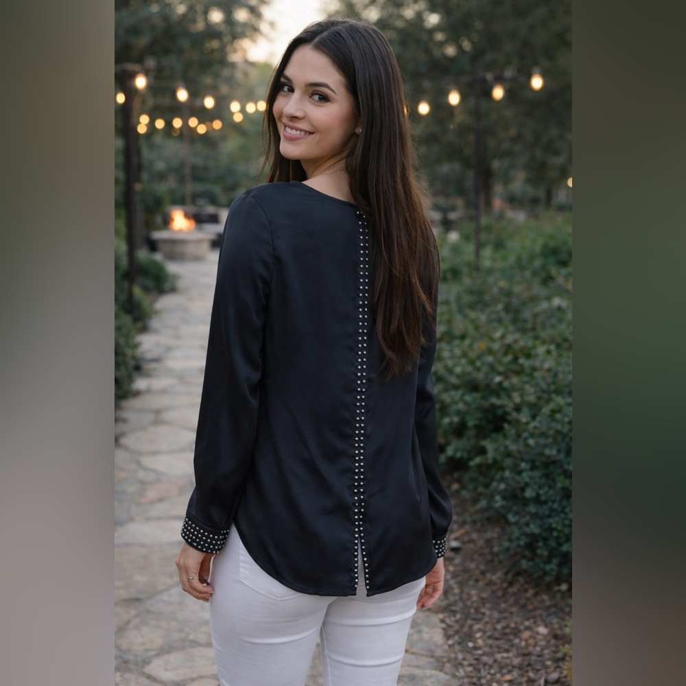 Focus 2000 Black Blouse with Beaded Detail